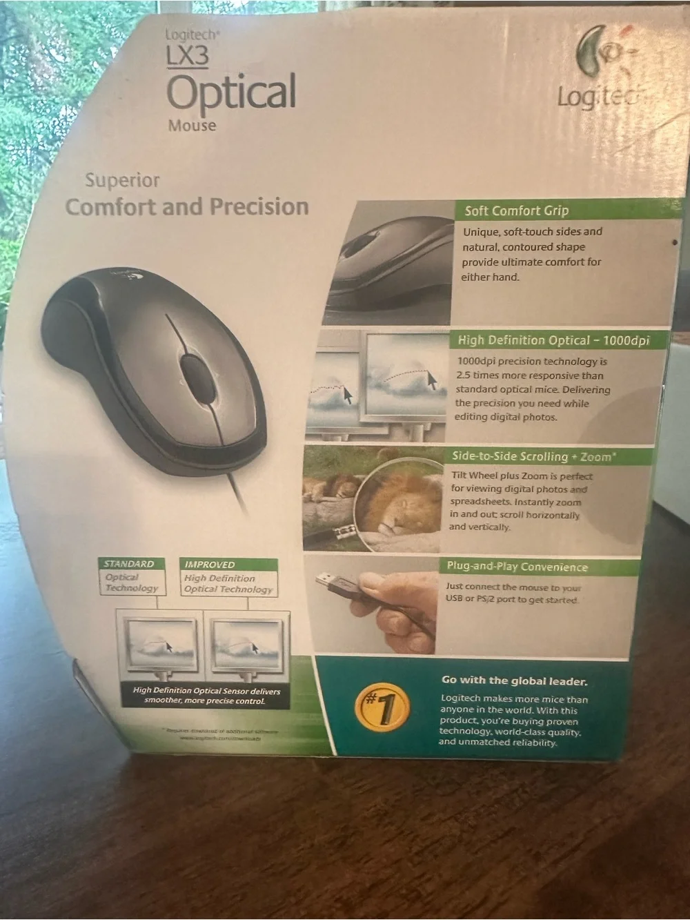 Logitech LX3 3 Button Optical Mouse Ultra Comfort Rubber Grip PC & Mac HiDef NEW